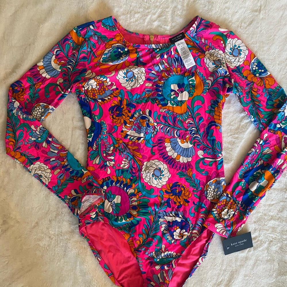 Kate Spade Pink and Blue Floral One Piece Swimsuit